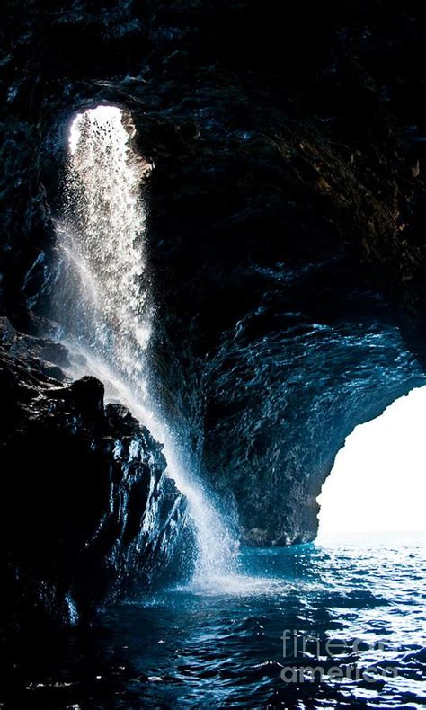 Sea Cave Waterfall By Adam Serra Waterfall Cave