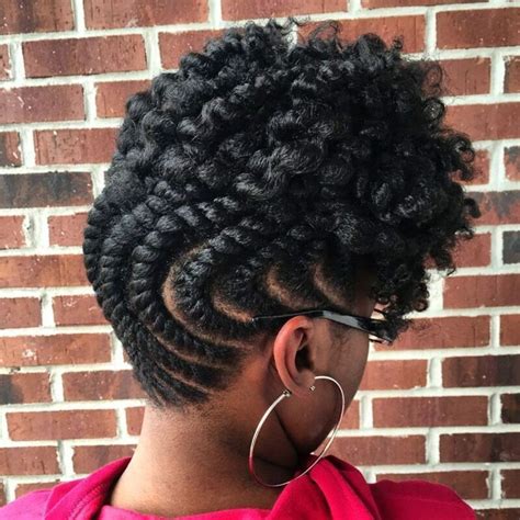 Inverted Flat Twist Updo With Curly Top Natural Braided Hairstyles