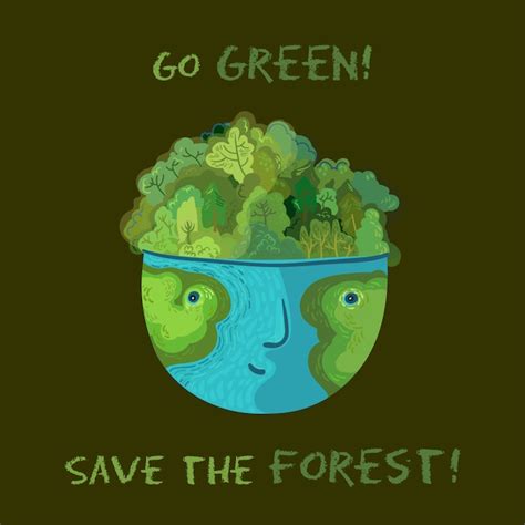 Premium Vector Go Green Save The Forests Vector Cute Ecological