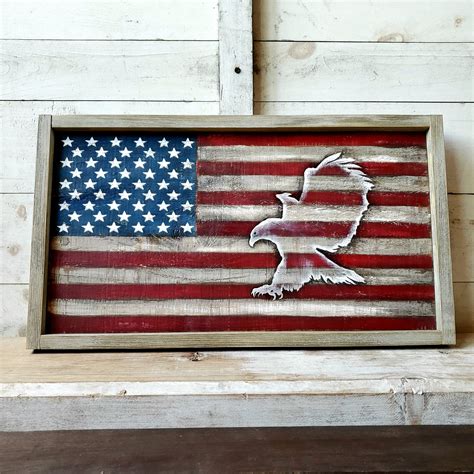 Rustic American Flag Distressed Wood Flag Patriotic Military Decor