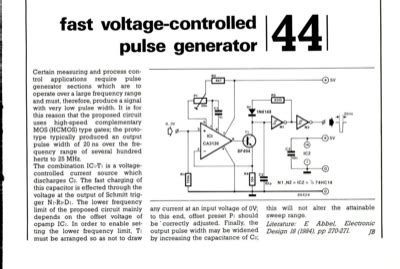 Fast Voltage Controlled Pulse Generator Elektor Magazine