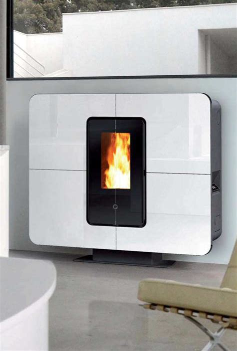 Pellet Heating Stove Slimquadro 11 Maiolica Thermorossi Metal Contemporary Wall Mounted