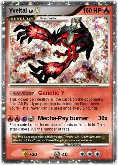 This attack does 20 more damage times the amount of energy attached to both active pokemon. Pokémon Yveltal 115 115 - Genetic Y - My Pokemon Card