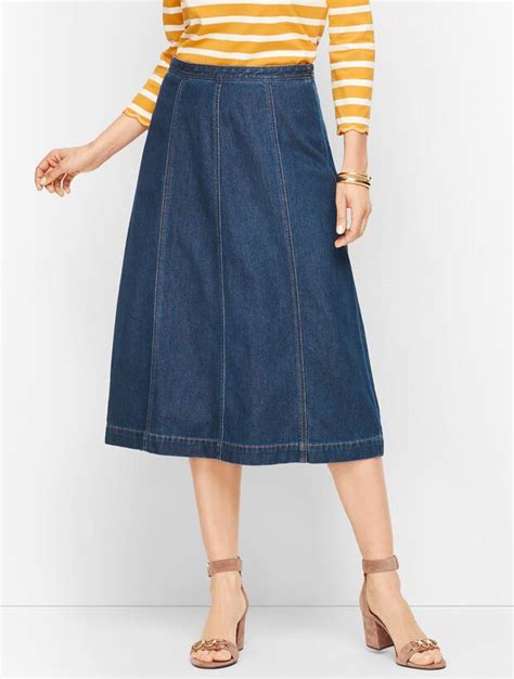 Shop our new light blue a line denim midi skirt at river island today. Denim A-Line Midi Skirt (With images) | Skirts, Midi skirt ...