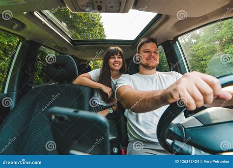 Couple In Car Long Road Trip Stock Photo Image Of Adventure Couple