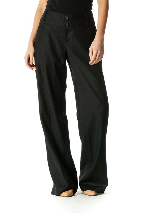 Banana Republic Black Solid Casual Trousers Polyester Spandex Wool
