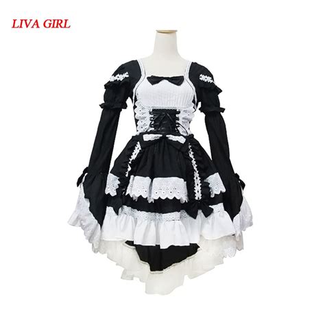 Sexy French Maid Costume Sweet Gothic Lolita Dress Anime Cosplay Sissy