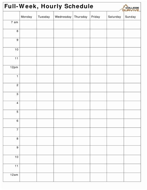 Weekly Hourly Schedule Template Inspirational 8 Best Of Weekly Hourly