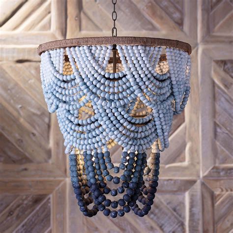 Regina Andrew X Coastal Living Ombre Wood Bead Chandelier Wood Bead