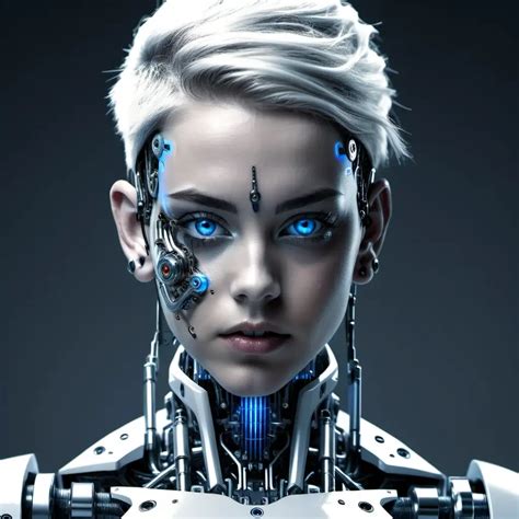 Futuristic Cyborg Girl With Striking Blue Eyes Muse Ai