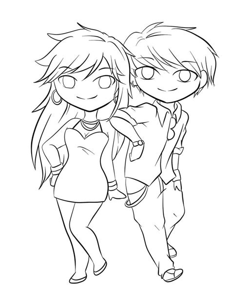 Anime Couple Coloring Pages Coloring Pages Pinterest Chibi