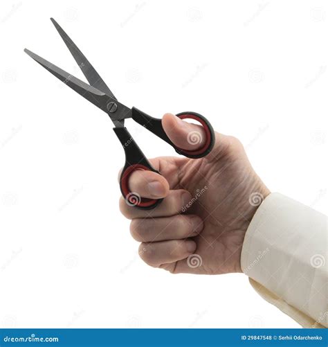 Mans Hand Holding Pair Of Scissors Royalty Free Stock Photos Image