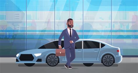 Premium Vector Businessman Standing Near Luxury Car Man In Suit