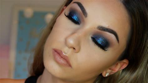 Blue Glitter Smokey Eye Makeup Tutorial For Hooded Eyes Youtube