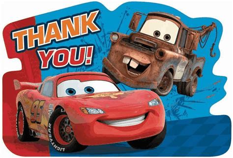 Postcard Thank You Cars 2