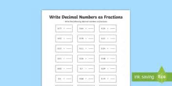 Year 5 Write Decimal Numbers As Fractions Worksheet Worksheets