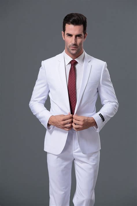 Customize Men Suits Fashionable Fit Business Suits Red White Blue