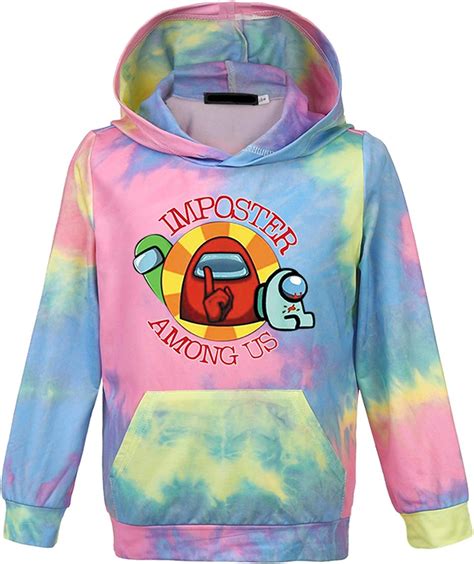 918coshiert Kids Among Us Hoodie Tie Dye Friends Game Sweatshirt