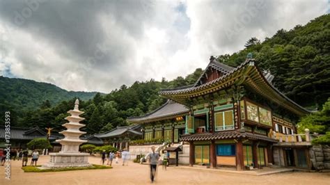 Gangwon Do Pyeongchang County Sangwonsa Temple Time Lapse Material