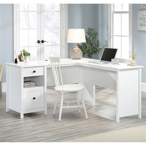 Sauder Soft White L Shaped Desk With File Drawer Desks Furniture