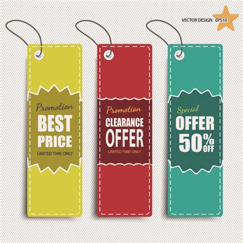 Download Colored discount price tag vector graphics 03 free download