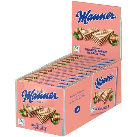 Manner Original Neapolitan Wafers Counter Display Individual Packages