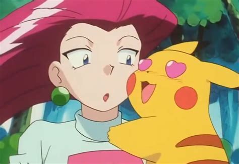 A Woman Kissing A Pikachu In Front Of A Forest Filled With Green Trees