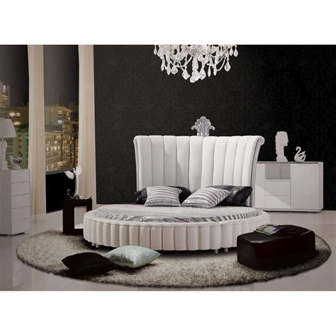Modrest C645 Modern White Bonded Leather Round Bed Modern Bedroom