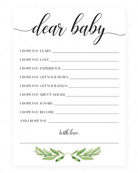 Template Wishes For Baby Free Printable Pdf
