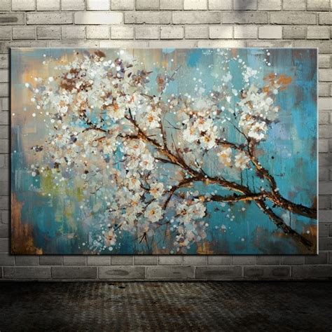 Large 100 Handpainted Flowers Tree Abstract Morden Oil Painting On