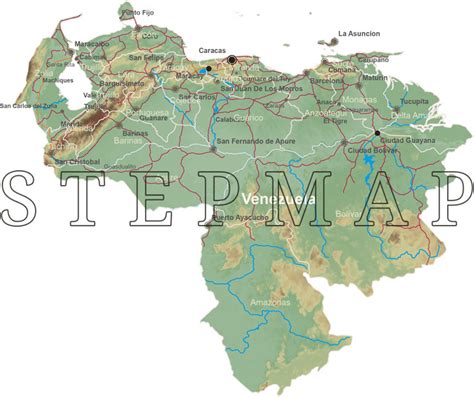 Stepmap Landkarte Venezuela Mit Relief Inkl Hauptstadt