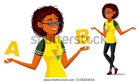 Afro American Woman Comparing B Vector Stock Vector Royalty Free