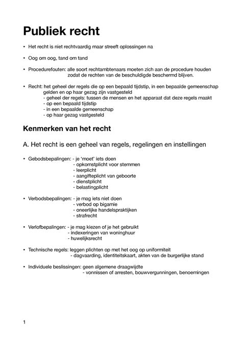 Samenvatting Publiek Recht Publiek Recht Het Recht Is Niet