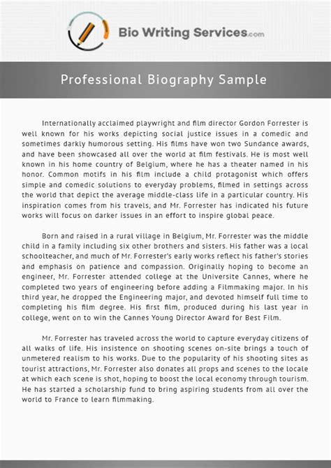 Professional Biography Sample By Biographysamplesau On Deviantart