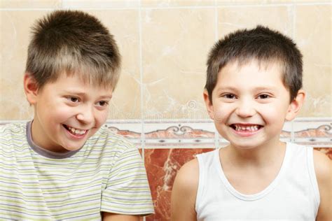 Funny Boys Stock Image Image Of Indoors Brothers Frolic 19576425
