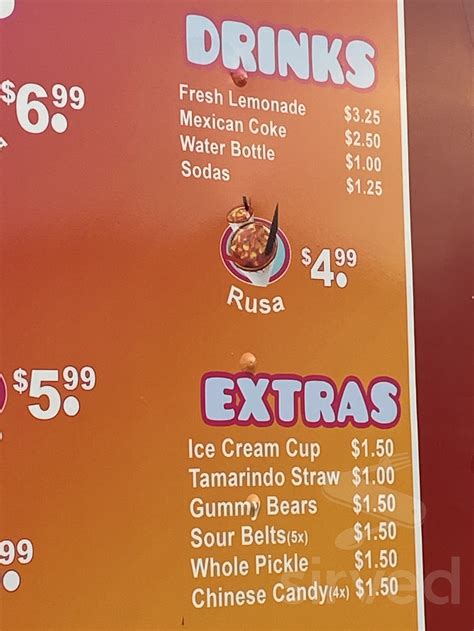 Chamoy Dreams menu in San Antonio, Texas, USA