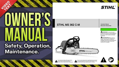 Owners Manual Stihl Ms 362 C M Chain Saw Youtube