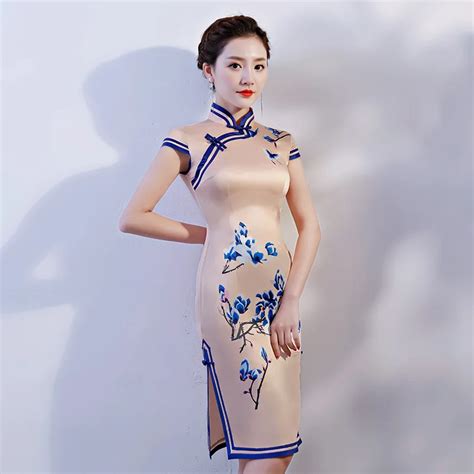 New Vintage Print Floral Traditional Chinese Women Dress Sexy Rayon Qipao Lady Mandarin Collar
