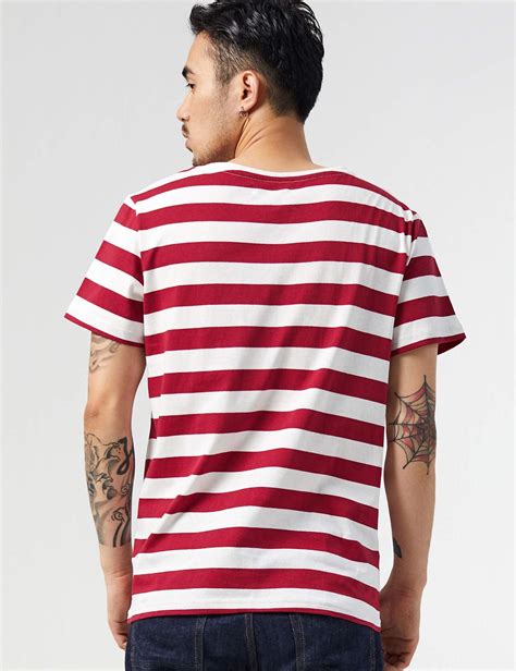 zbrandy red and white striped shirt men stripe t shirt basic cotton top tee nautical fashions