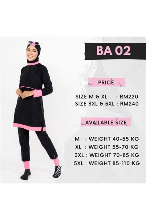 Baju Renang Muslimah BA 02 Black Pink