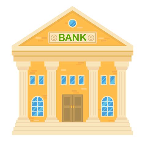 Vector Illustration Of Retro Bank Building Facade Of A Classic House