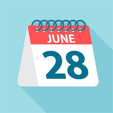 June 28 Day On The Calendar Stock Vector Illustration Of Note