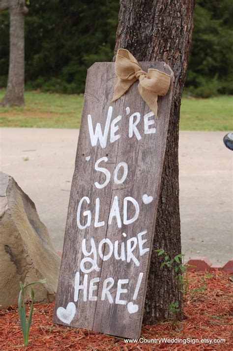 Wedding Sign Were So Glad Youre Here Sign Burlap Rustic Wedding