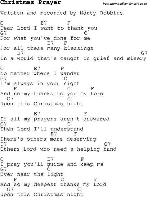 Christmas Carolsong Lyrics With Chords For Christmas Prayer