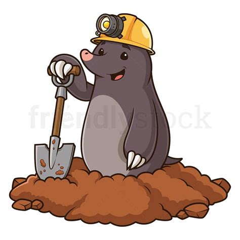 Cartoon Mole Miner In Hole Vector Graphic Friendlystock