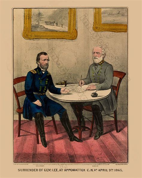 Civil War Surrender Ulysses S Grant And Robert E Lee Confederate