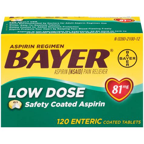 Buy Aspirin Regimen Bayer 81mg Enteric Coated Tablets Pain Reliever