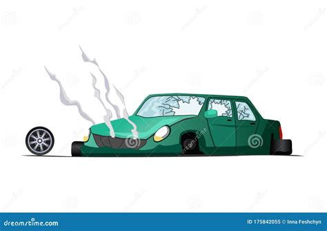 Accident On Road Illustration Of Crash Vehicle Damage Car Insurance