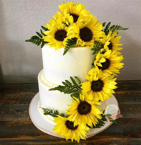 Rustic Sunflower Wedding Cake Smallandsimpleconfections