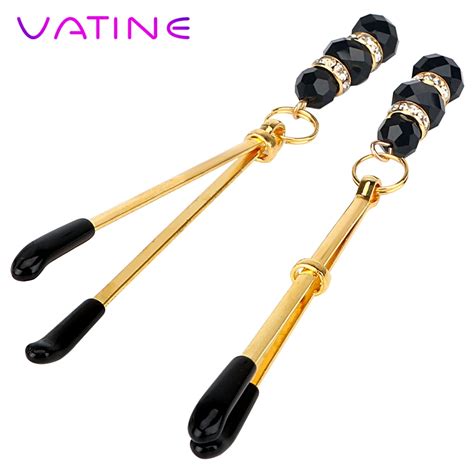 Vatine Pair Nipple Clamps With Jewelry Clit Clamp Adjustable Breast